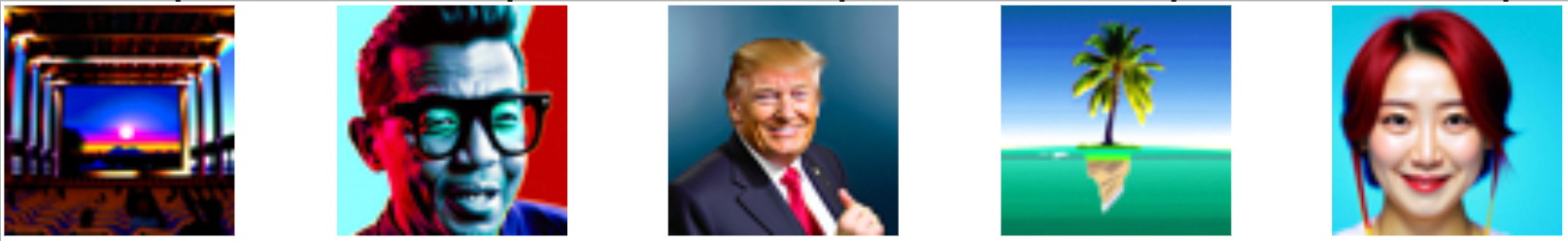 Five CFG-guided samples generated from pure noise